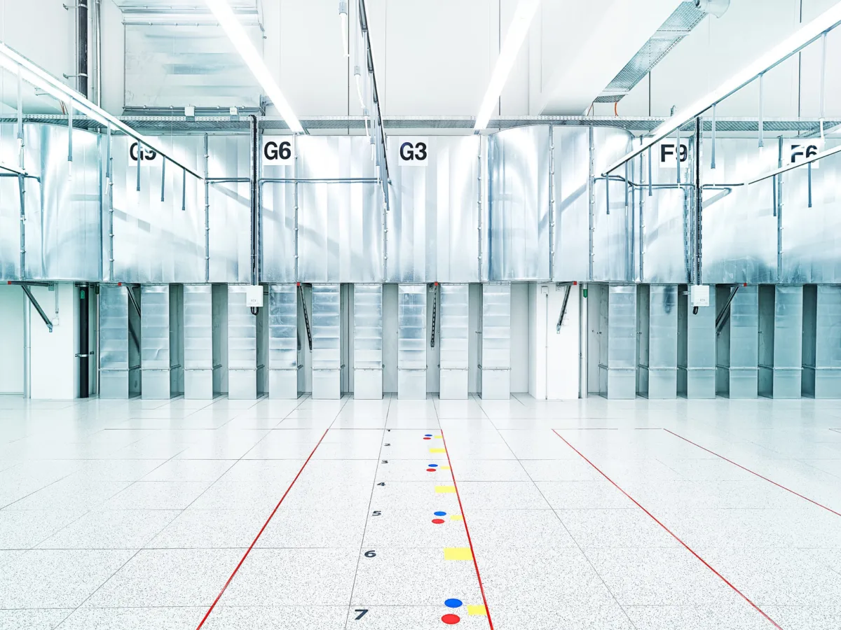 Facility corridor, CSCS supercomputing centre, Lugano, Switzerland, research photography by Scanderbeg Sauer
