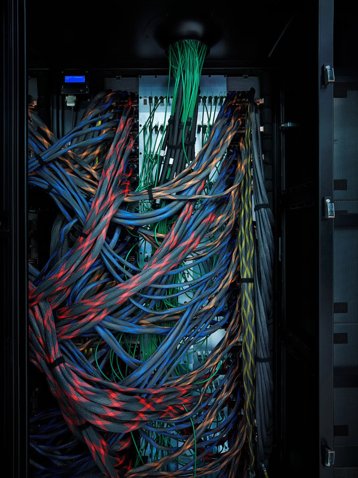 Supercomputer cabling, CSCS supercomputing centre, Lugano, Switzerland, research photography by Scanderbeg Sauer