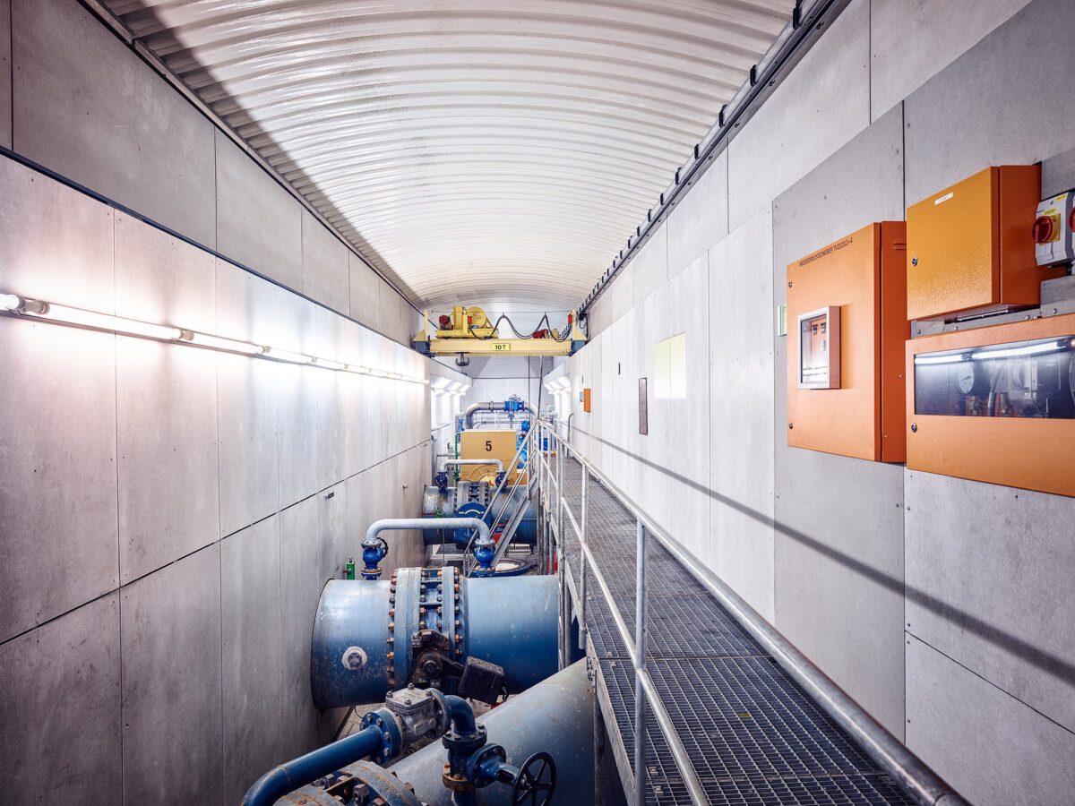 Pumping station in an underground gallery, Eternal Ice, Bieudron, Switzerland, hydropower photography by Scanderbeg Sauer