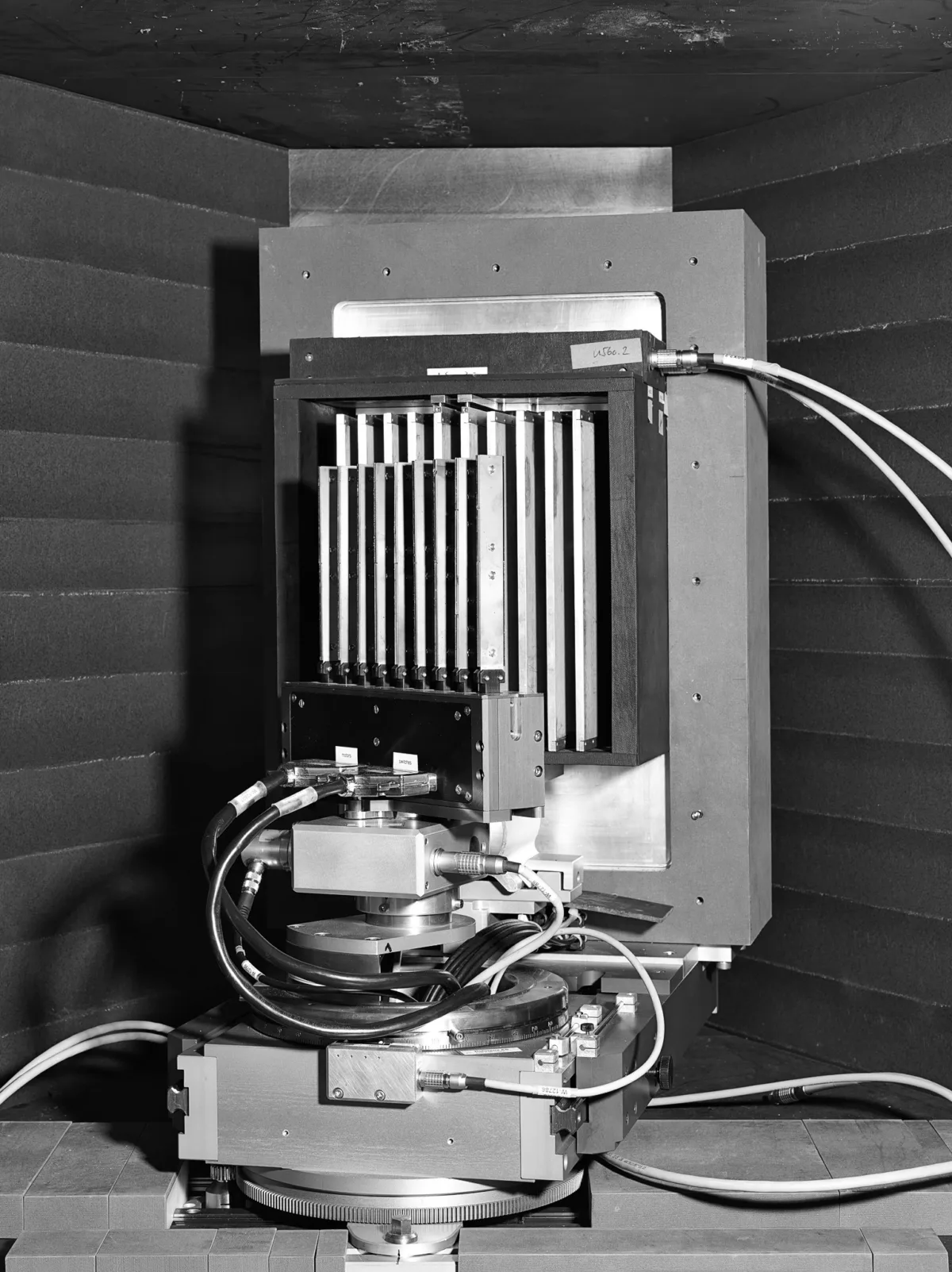 Detector unit in black and white, Paul Scherrer Institute, Villigen, Switzerland, research photography by Scanderbeg Sauer