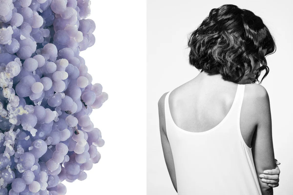 Woman with long curly hair seen from behind, RHC, Zurich, Switzerland, portrait photography by Scanderbeg Sauer