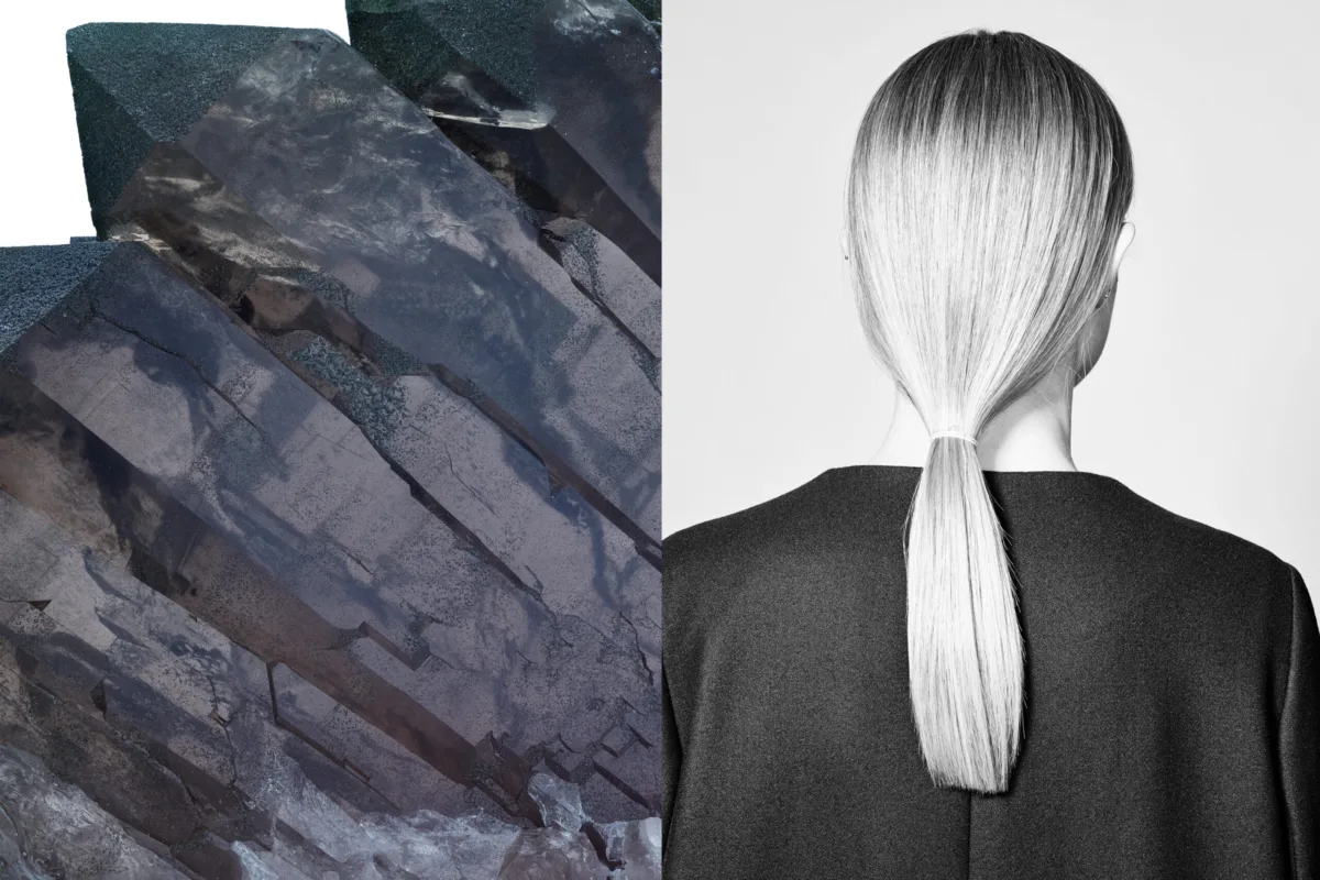 Woman with sleek hair in a low ponytail seen from behind, RHC, Zurich, Switzerland, portrait photography by Scanderbeg Sauer