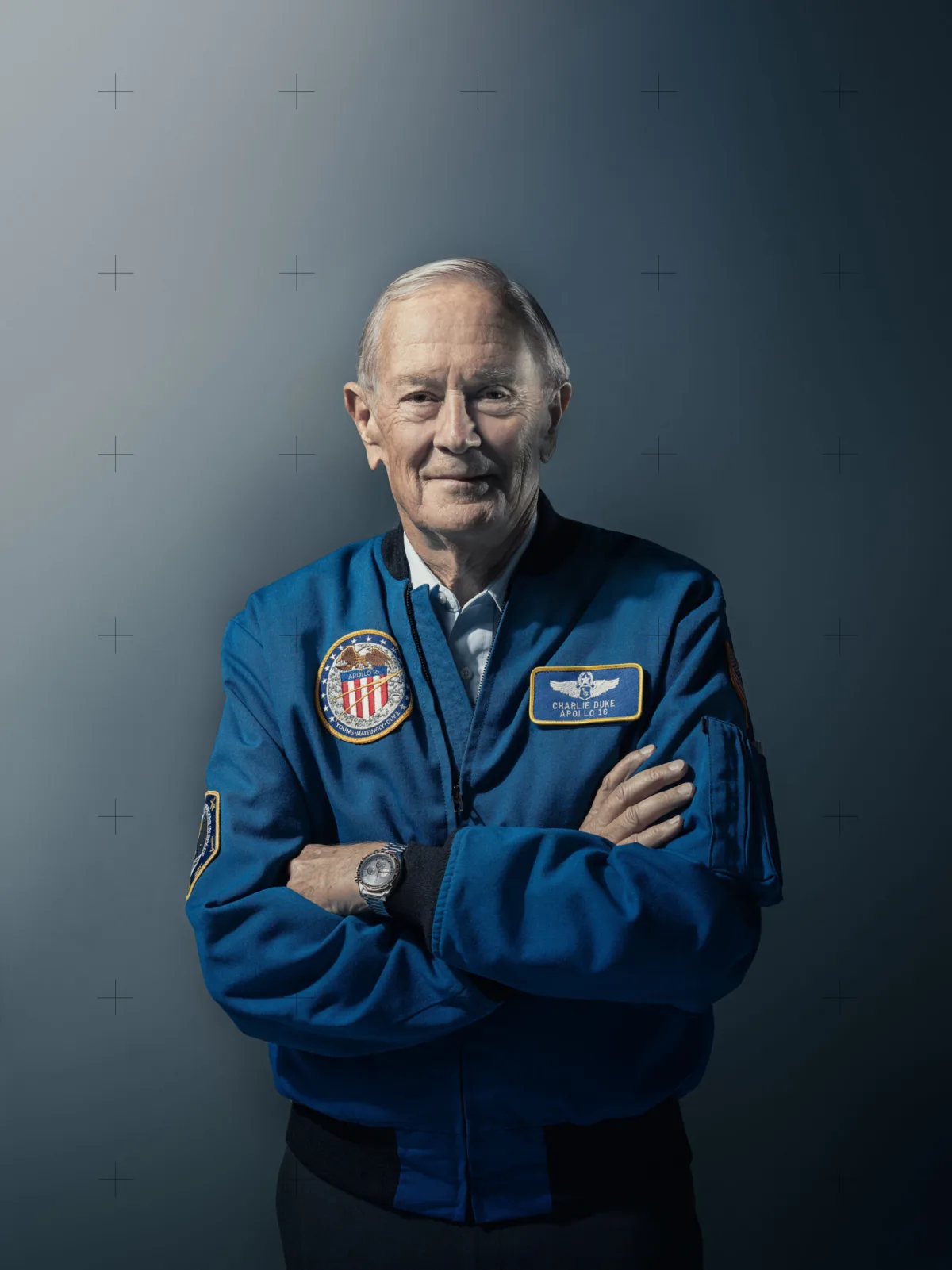 Charlie Duke, Apollo 16 astronaut, studio portrait, UK, portrait photography by Scanderbeg Sauer