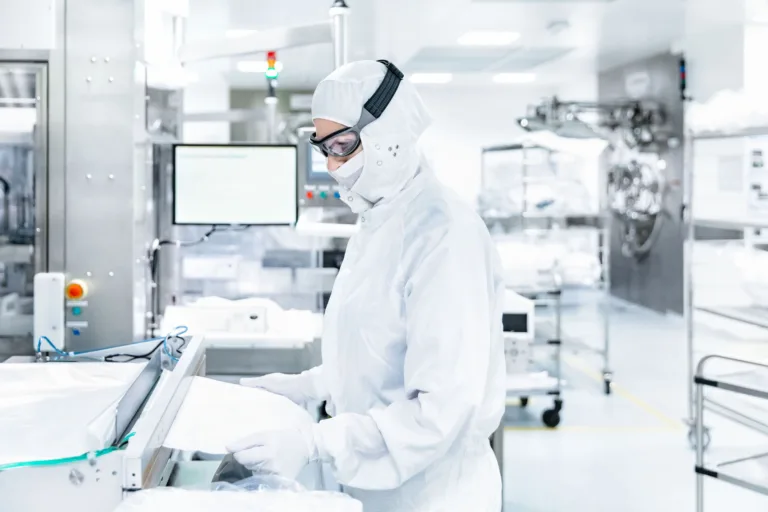Technician in cleanroom, Datwyler, Alken, Belgium, industrial photography by Scanderbeg Sauer