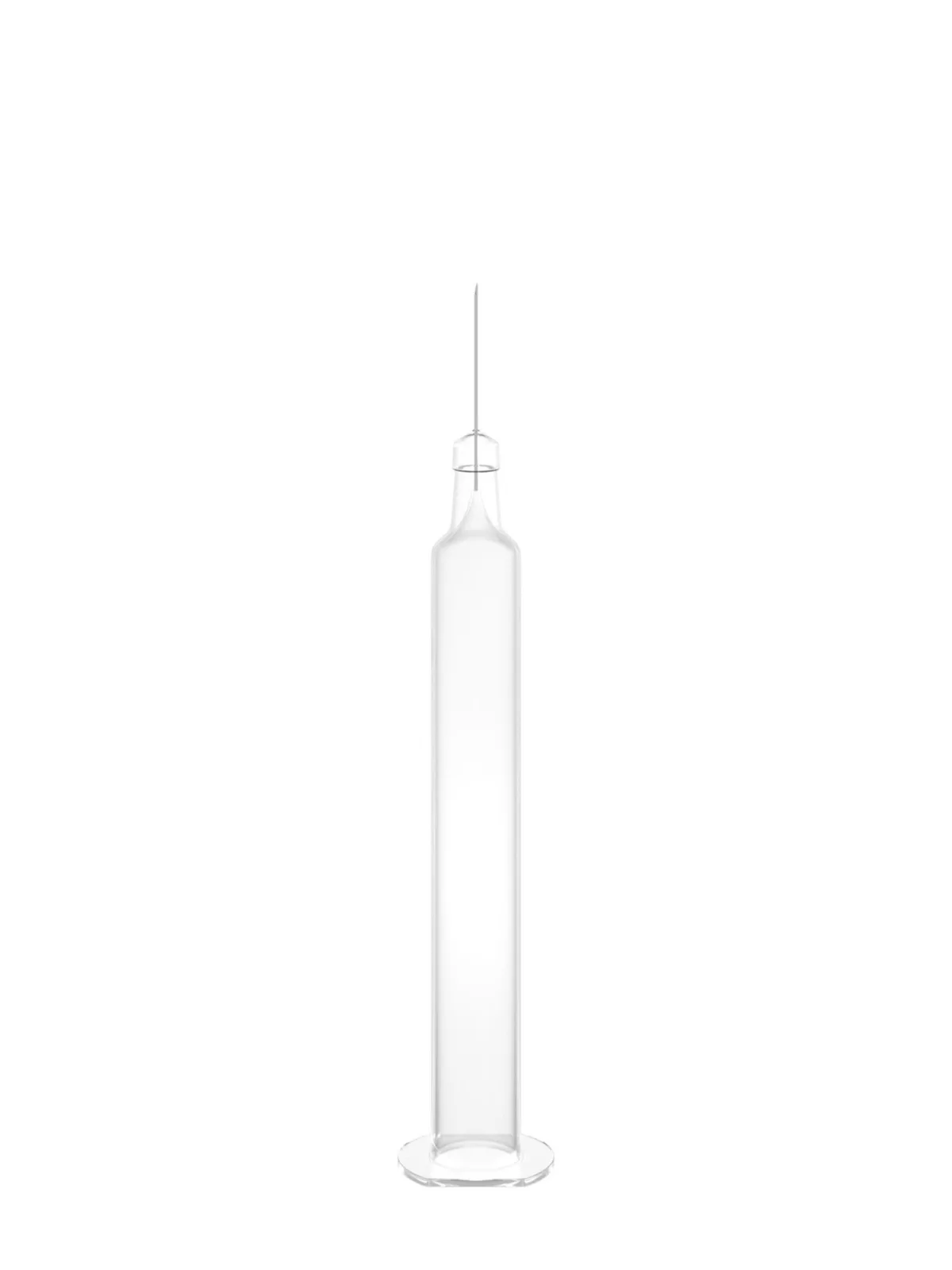 Prefillable glass syringe with staked needle, photorealistic CGI still life photography, Datwyler, Italy, by Scanderbeg Sauer