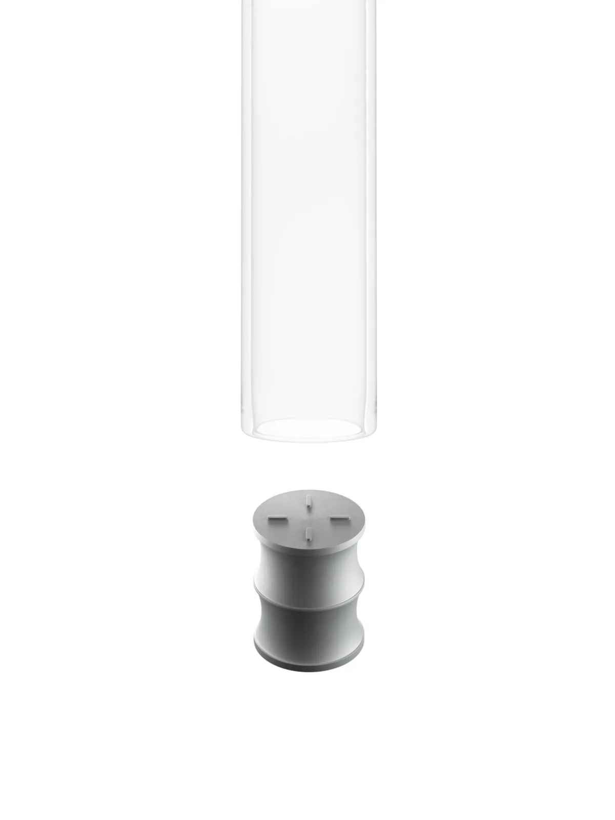 Rubber plunger and glass cartridge, photorealistic CGI still life photography, Datwyler, Italy, by Scanderbeg Sauer