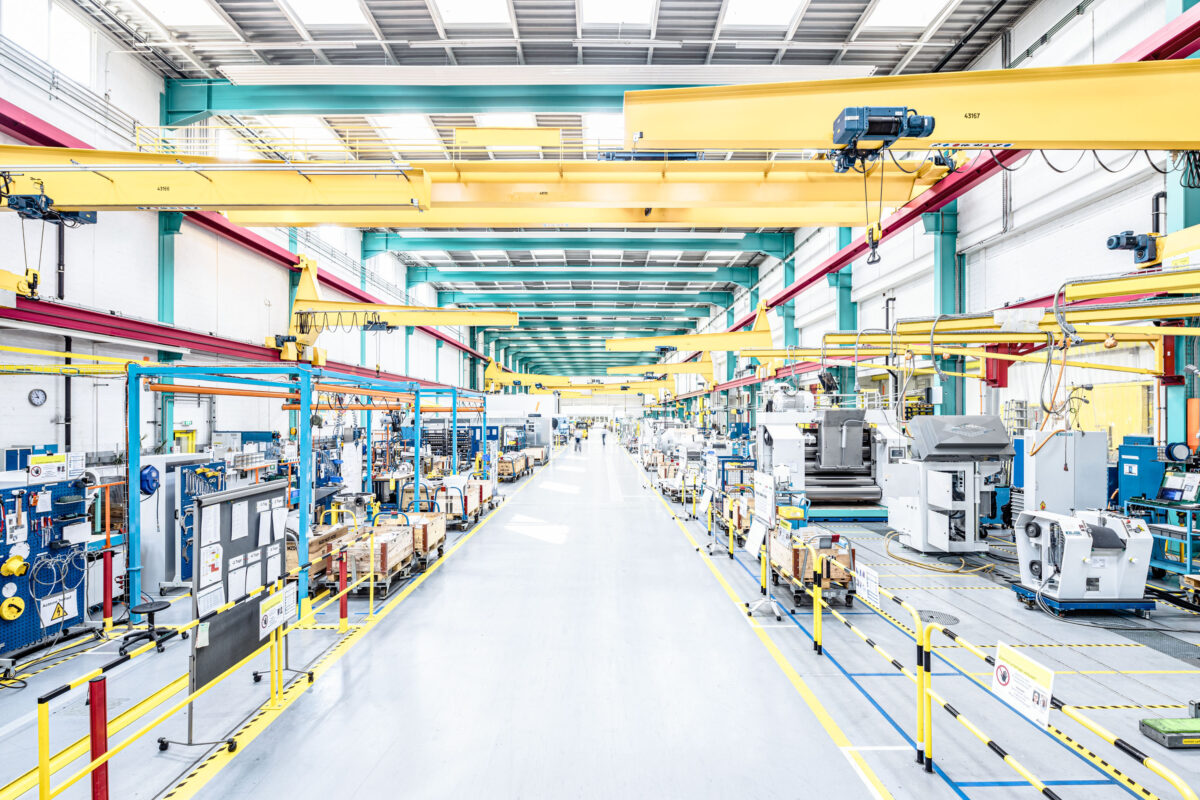 Production hall at Bühler Group, Swissmem, Association of MEM Industries, Switzerland, industrial photography by Scanderbeg Sauer