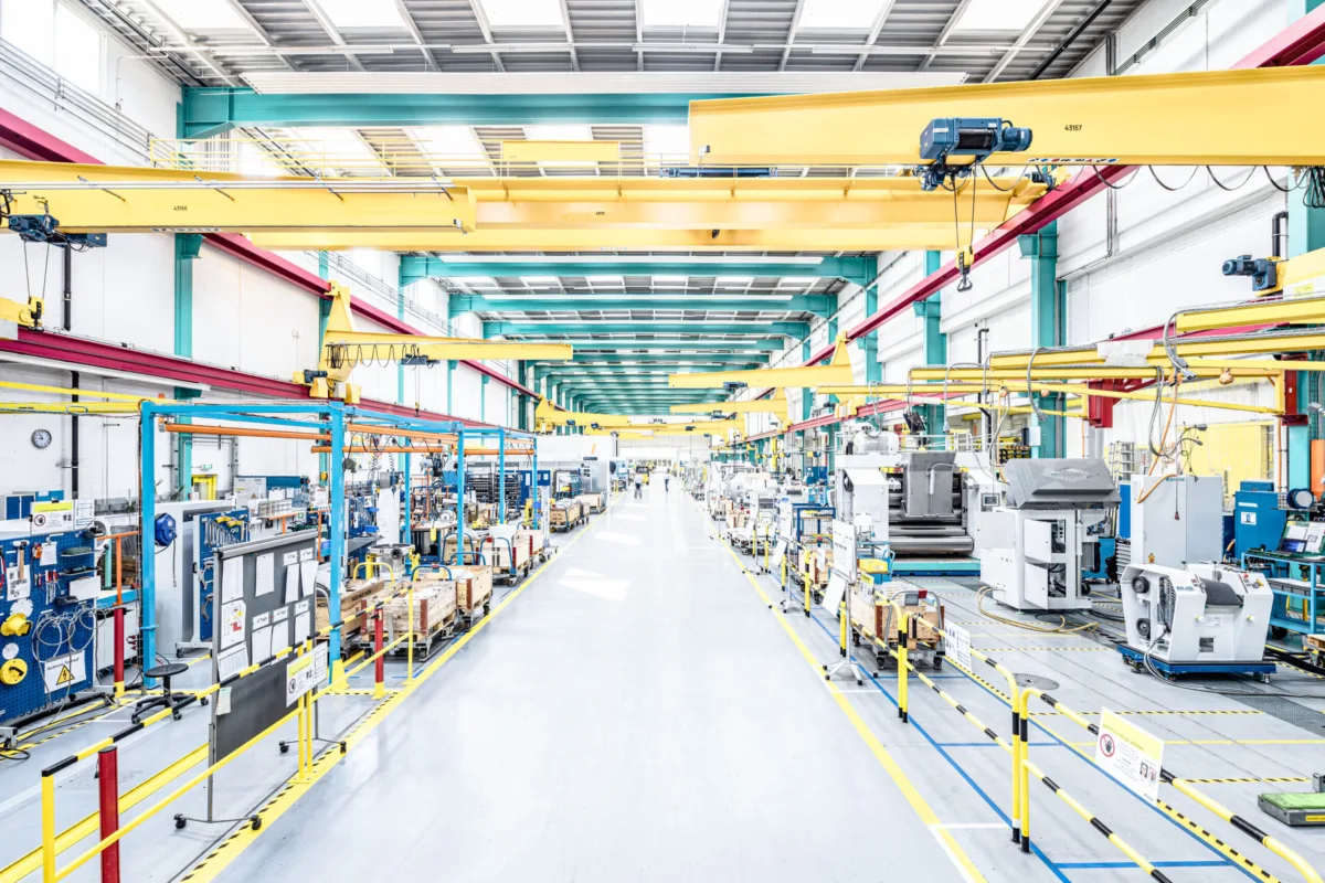 Production hall at Bühler Group, Swissmem, Association of MEM Industries, Switzerland, industrial photography by Scanderbeg Sauer
