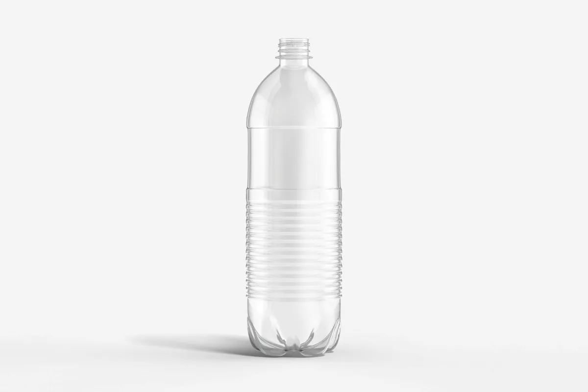 Photorealistic CGI of a clear PET bottle, Clariant, Switzerland, industrial photography by Scanderbeg Sauer