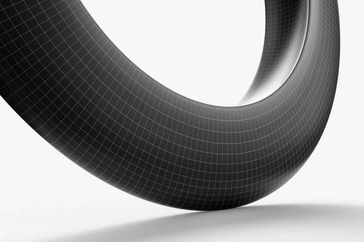 Cropped circle, dark mesh surface, photorealistic CGI still life photography, Munich Re Financial Markets, Munich, Germany, by Scanderbeg Sauer