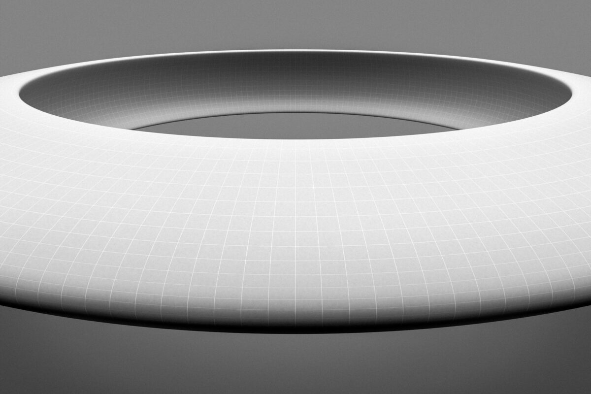 Cropped circle, white surface, photorealistic CGI still life photography, Munich Re Financial Markets, Munich, Germany, by Scanderbeg Sauer