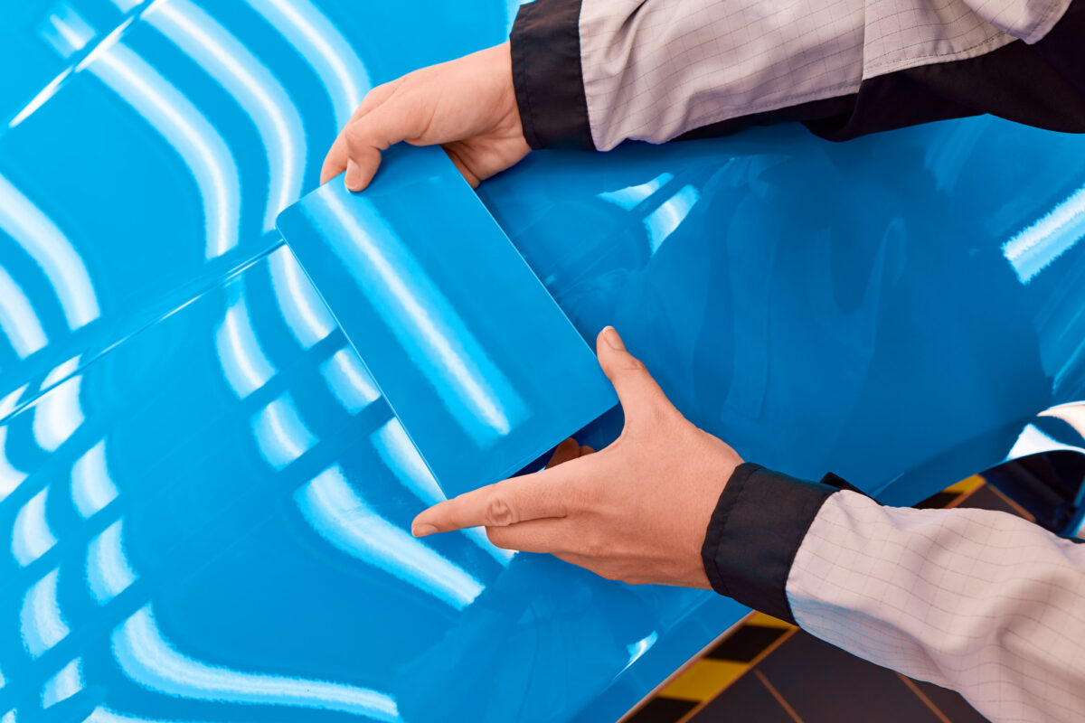 Automotive photography, Porsche 911 Mexico Blue paint color detail, Zuffenhausen workshop, automotive photography by Scanderbeg Sauer