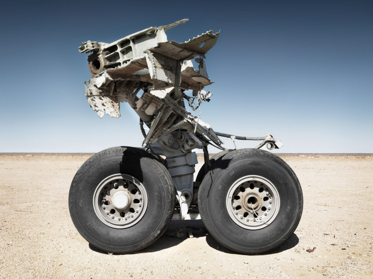 Landing gear of decommissioned aircraft, Mojave Desert, fine art photography Scanderbeg Sauer – DECOMMISSIONED YYZ-AMS