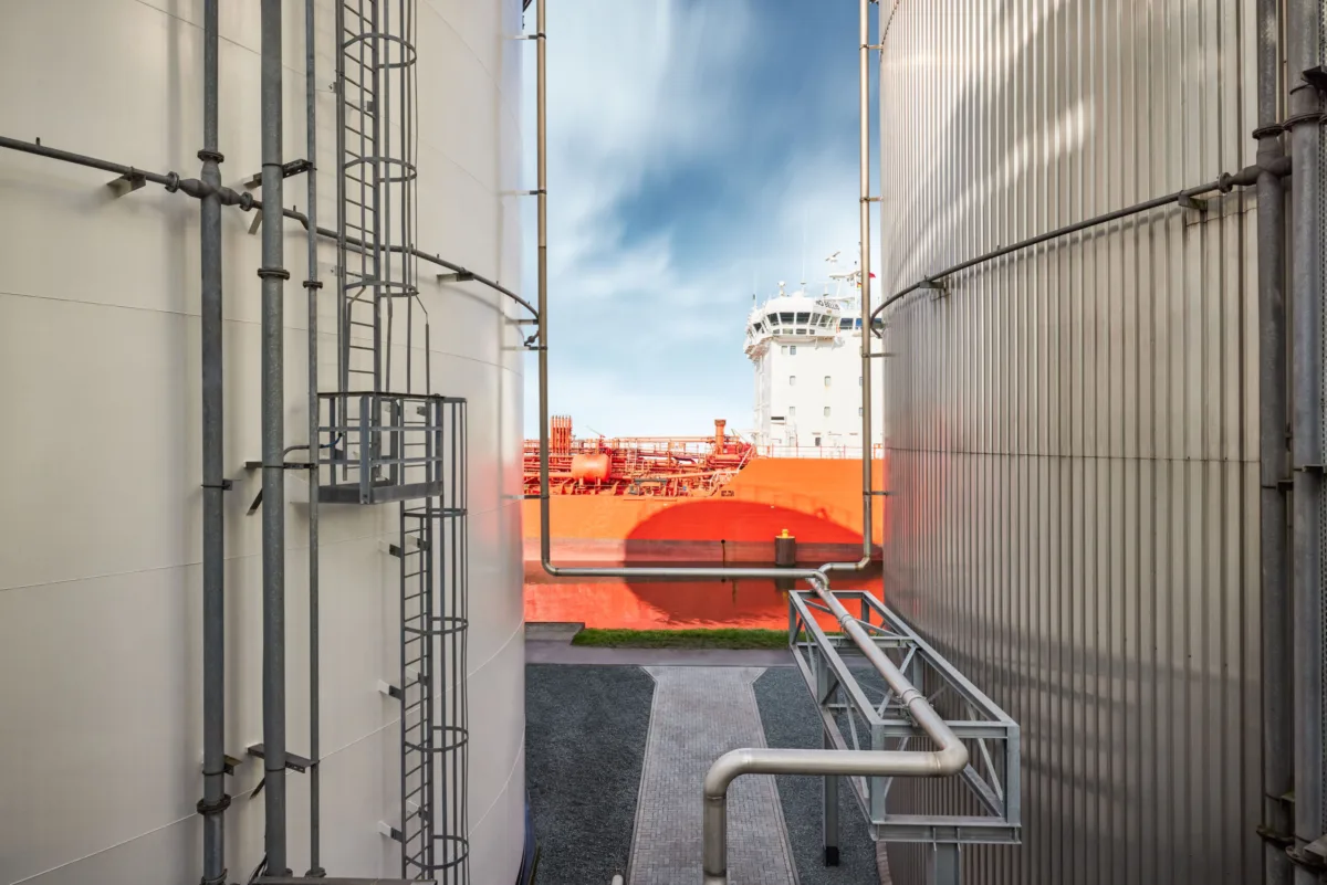 Storage tanks and pipework at Ambrian Energy Bremen, industrial photography by Scanderbeg Sauer